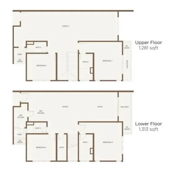 Floor plan of a 2,594 sqft 4 bedroom duplex near RTS Bukit Chagar