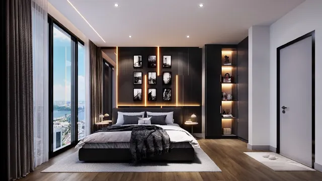 Show unit bedroom interior of a 705 sqft 2+1 bedroom unit near RTS Bukit Chagar